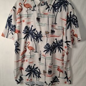Nautical Flamingo Print Men's Casual Shirt